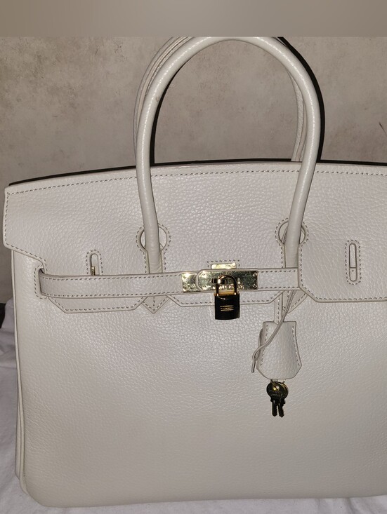 Hermes Handbags - Hermes Cream Leather Birkin 30 Handbag
